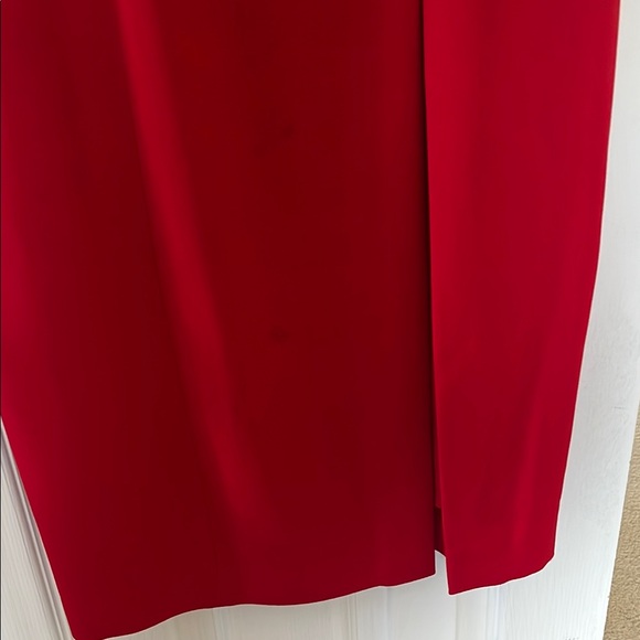 Liz Claiborne Red Sheath Midi Dress Sleeveless With Scarf Scoop Neck Sz 8 - Picture 6 of 7